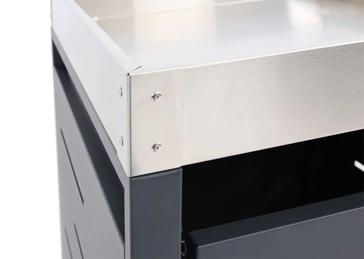Mendler Juego de 4 cubos de basura HWC-H40b, contenedor de basura, jardinera de acero inoxidable, combi de metal, 78 kg, 101 x 51 x 59 cm, ampliable