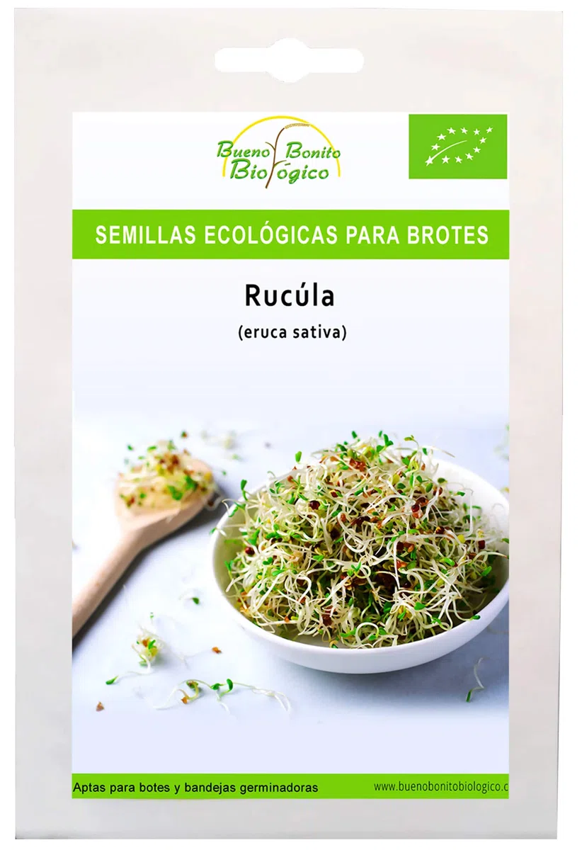 Semillas Bio para germinar brotes y micro green Bueno Bonito Biológico - 80G RÚCULA - Semillas para brotes y germinados BIO - Cultiva germinados frescos para comer