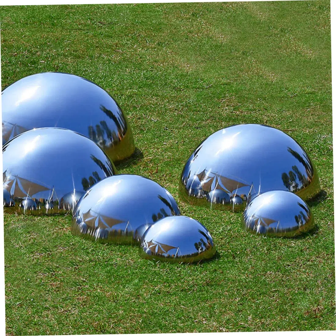 Bola de Media Mirada, Bolas pulidas de Espejo de 6 Piezas, Bola de Mirada de Acero Inoxidable Suave y Hueco, Globos Decorativos de Bricolaje Reflectantes para la decoración del jardín