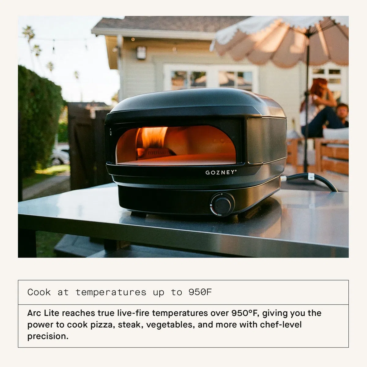 Gozney Arc Lite - Horno de pizza para exteriores, horno de pizza de gas propano, control de llama de precisión, cocina pizza de 12 pulgadas en 60 segundos, calienta hasta 950 F, color negro apagado