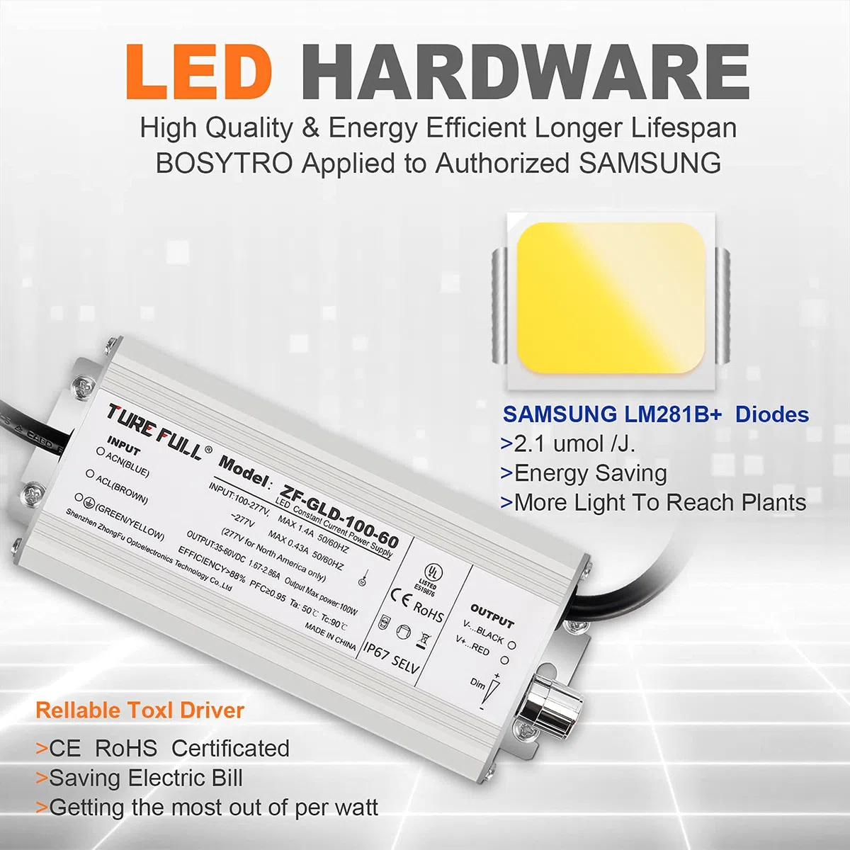 1000W Luz de crecimiento de plantas luces LED lampara Grow Light Lámpara de Plantas Espectro Completo Ligero para Invernadero hidropónico plantas Cultivo interior