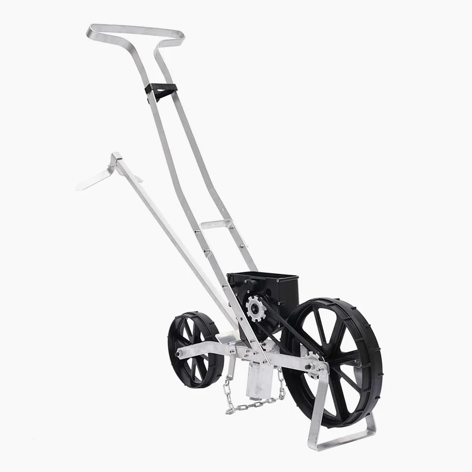 Sembradora manual de jardín de aluminio, máquina de siembra manual de una hilera, sembradora de semillas de verduras de plata, sembradora de aluminio, sembradora manual, máquina de siembra de