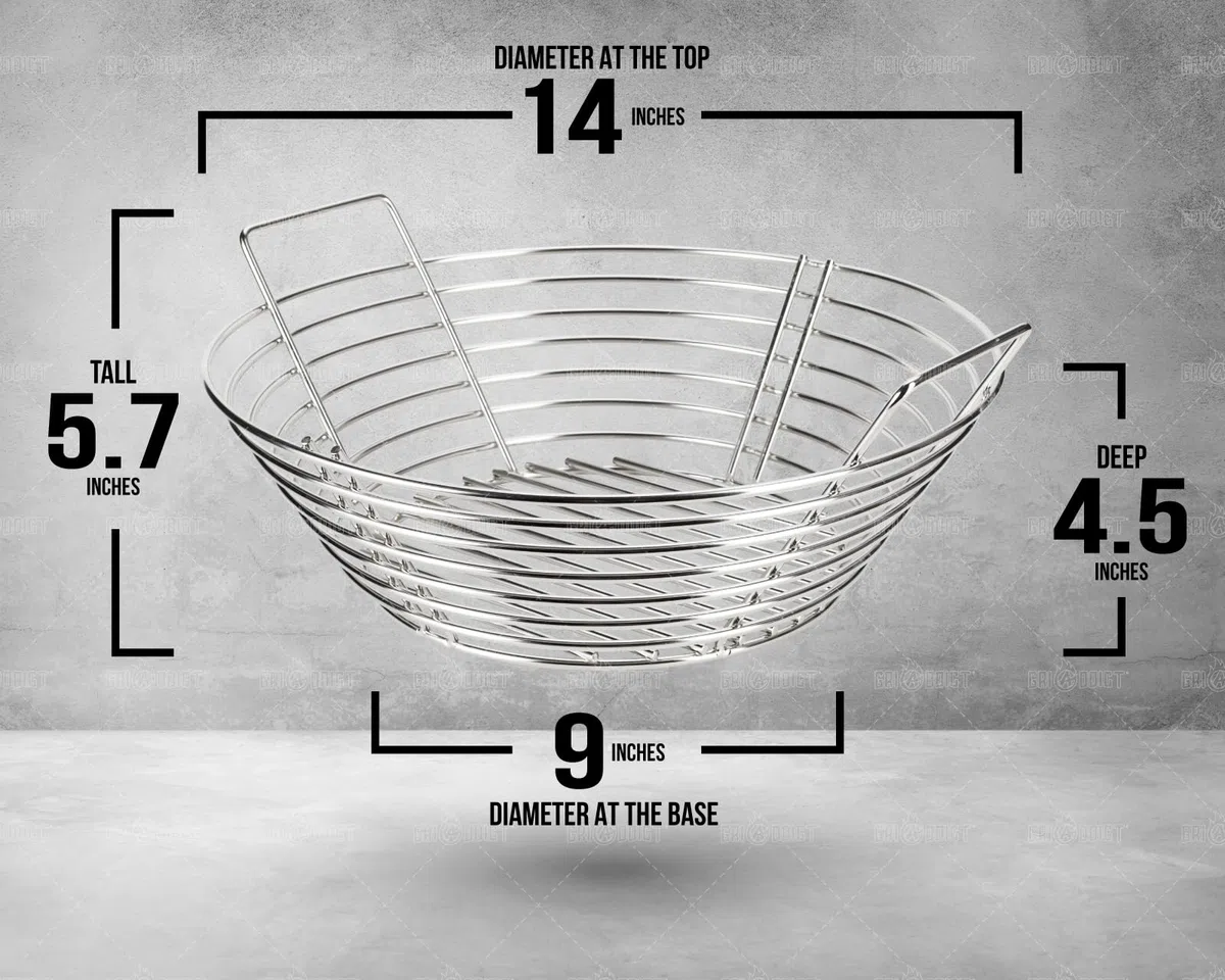 Kamado Classic Joe - Cesta de carbón vegetal de repuesto, cesta de ceniza para parrilla grande de huevos verdes, soporte grande de acero inoxidable con divisor. Accesorios para ahumar parrillas de 18