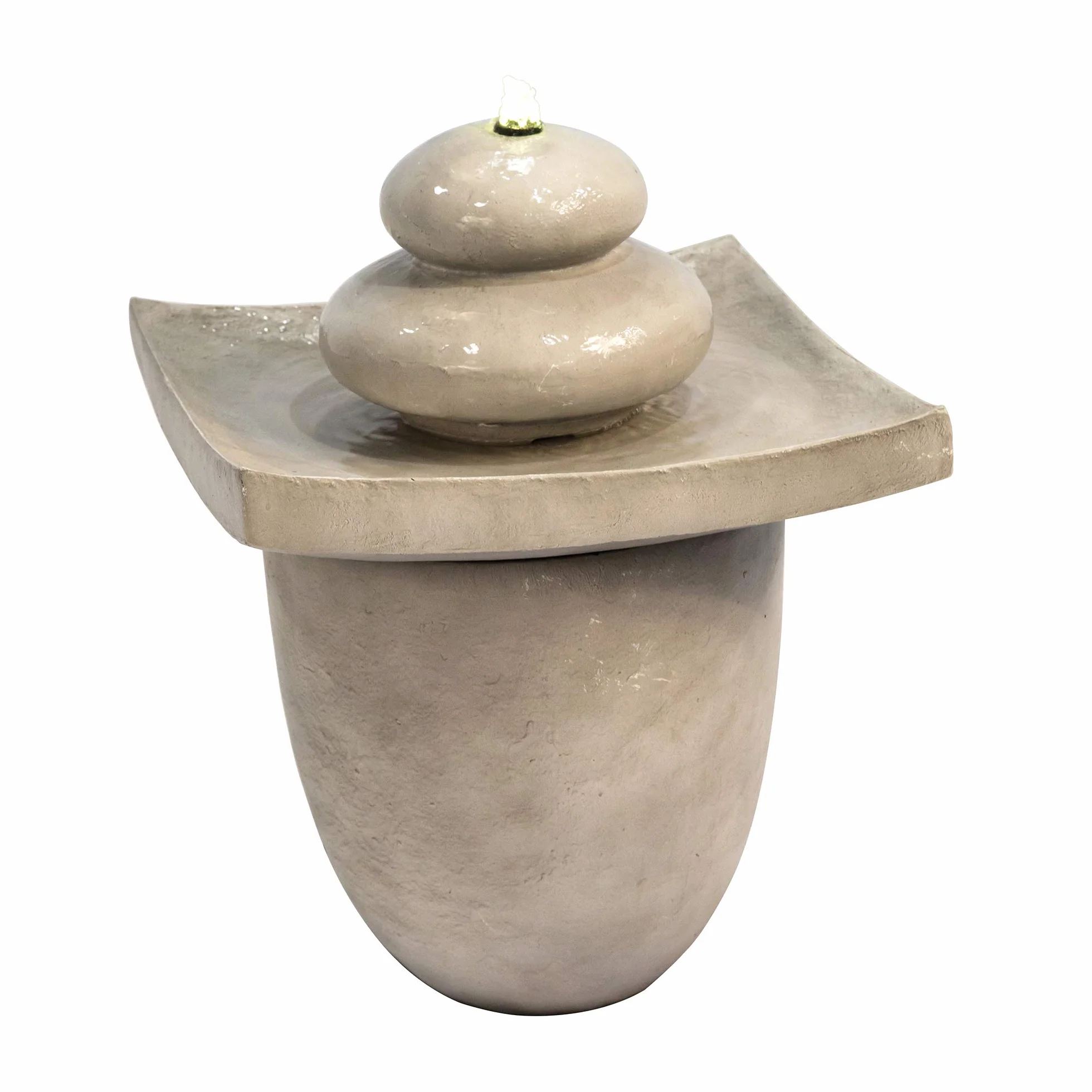 Teamson Home Fuente de Agua del Jardín, Cascada Zen de 2 Niveles con Luces para Exteriores