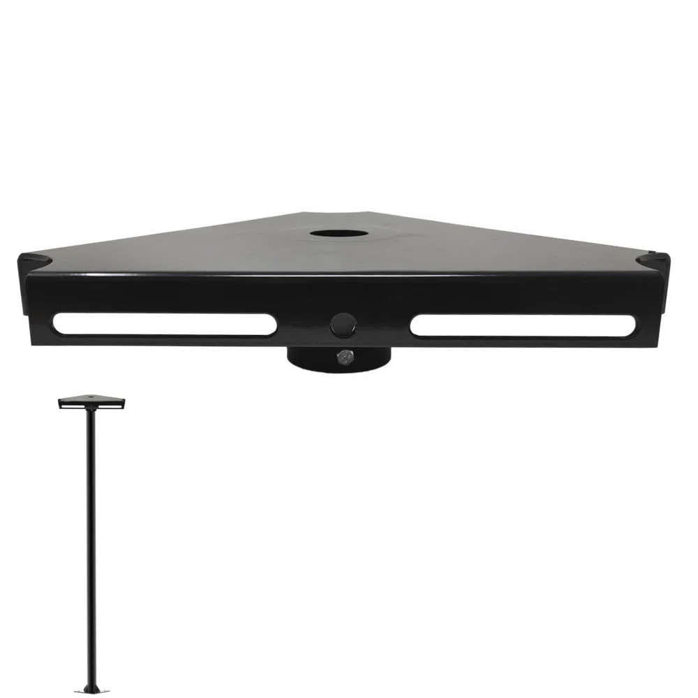 Soporte de Columna para 1, 2 o 3 Focos LED Exterior, Sujeción para Reflectores o Proyectores LED en Farola, fabricado en acero, ideal para iluminar grandes áreas (27CM)