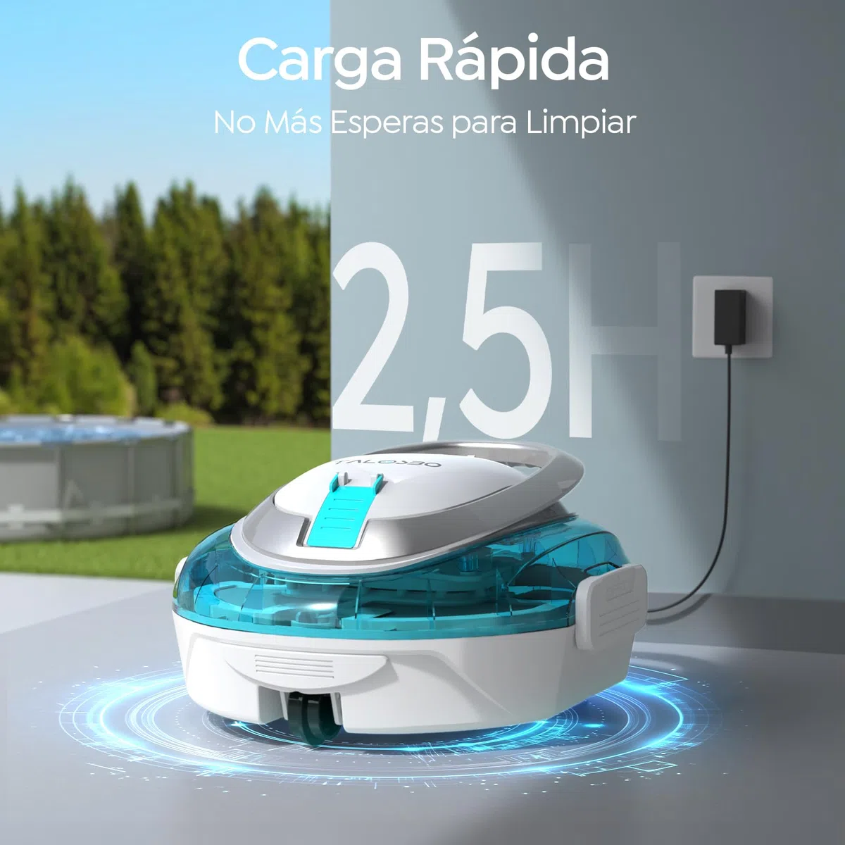 S2 Robot Piscina,Doble Filtración,Robot Limpiafondos Piscina Sin Cable,Doble Motor,90 Minutos de Limpieza,Carga en 2.5h