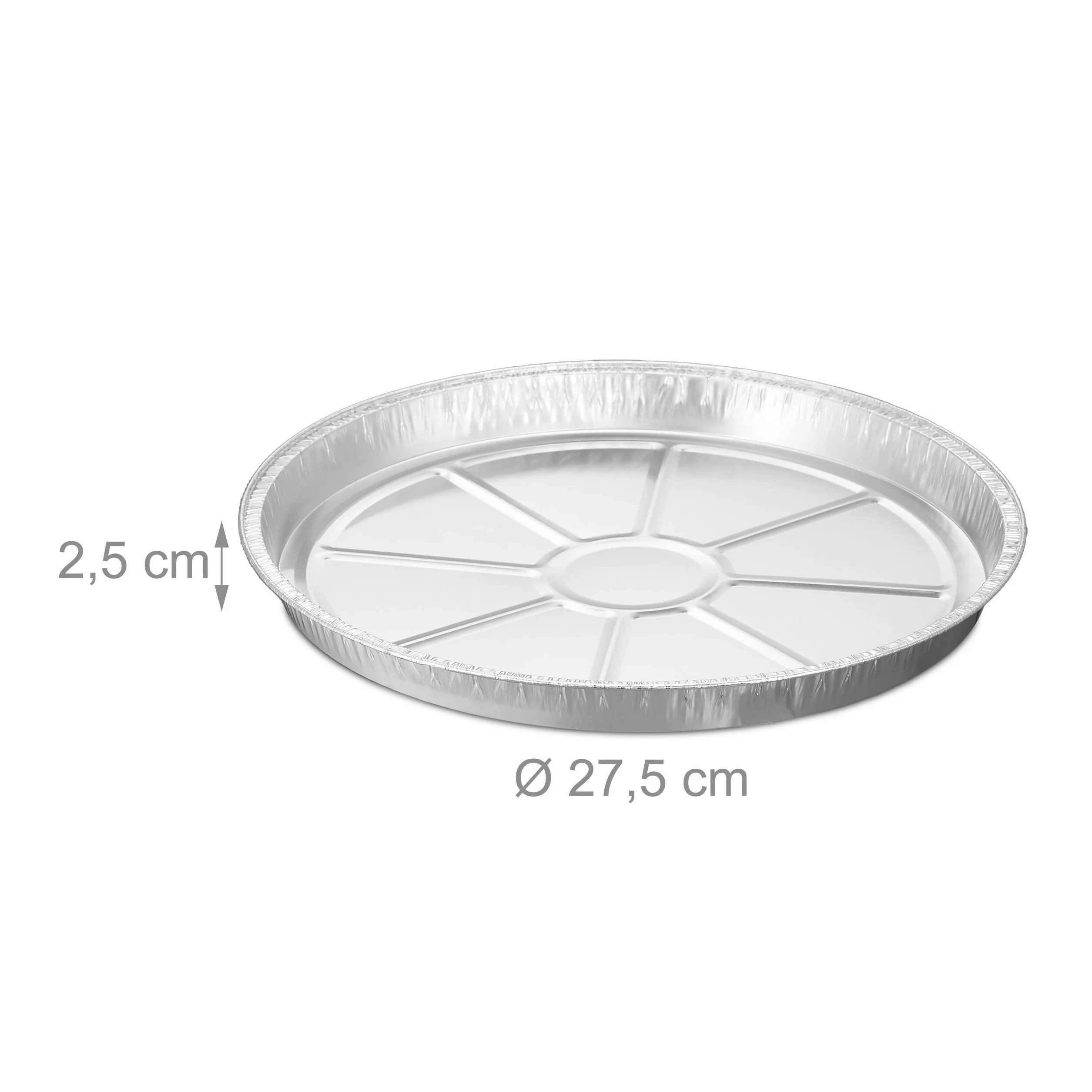 Relaxdays Bandeja Aluminio, Pack de 50, 2,5 x 27,5 cm, Envases Barbacoa Redondos, Recipiente Recogegotas BBQ, Plateado