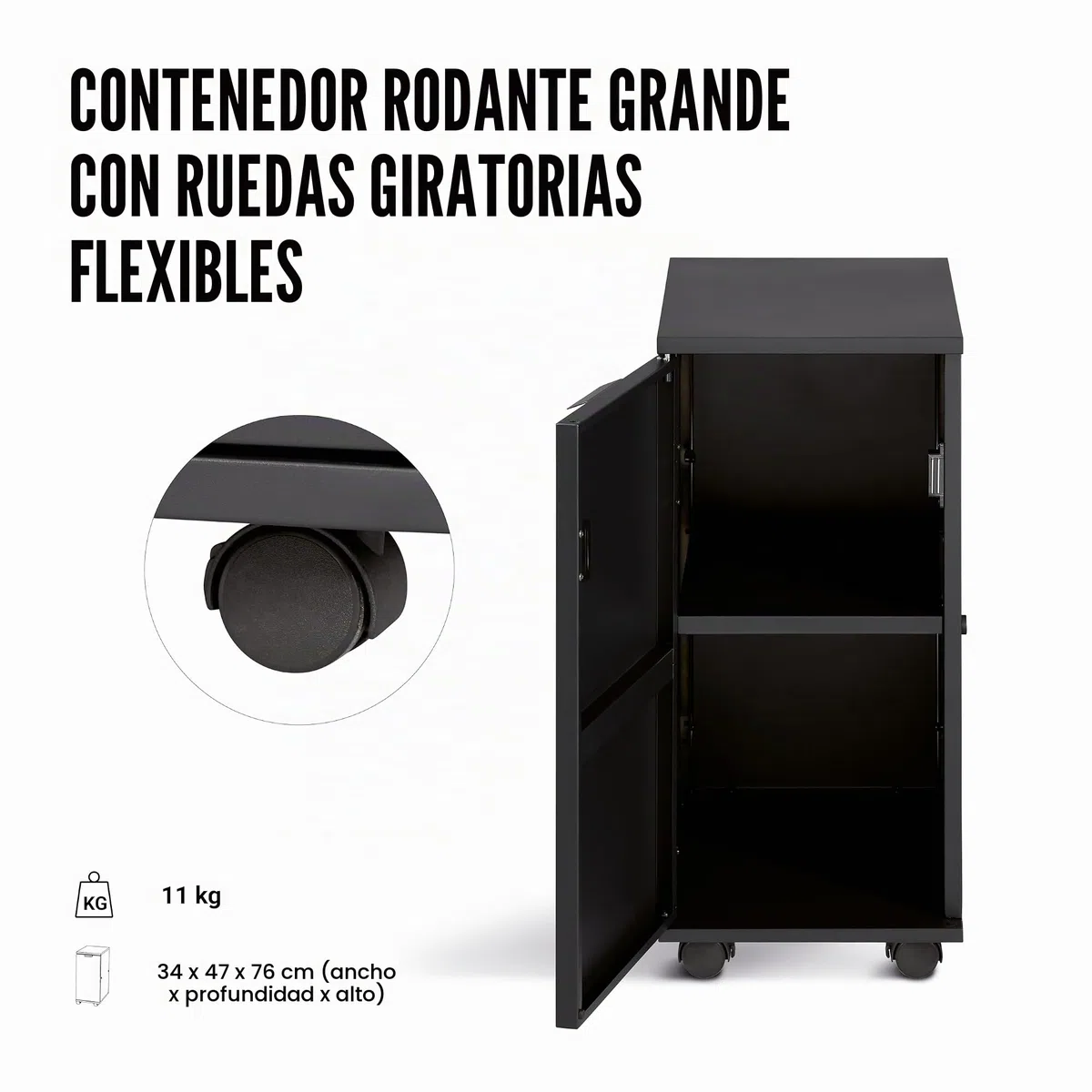 Enders Mesita auxiliar y modular negra como almacenaje para fiestas de barbacoa - Mesa auxiliar barbacoa con dos imánges fuertes como carrito con ruedas para terraza y jardín #8818