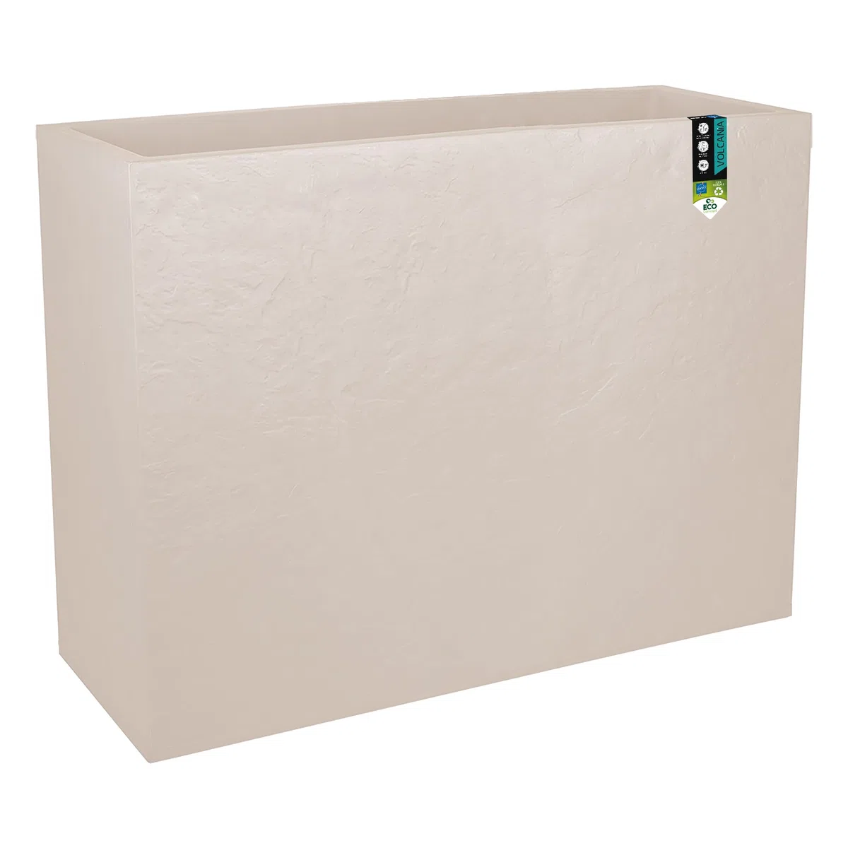 EDA – Muret Loft XL Volcania 63 L – Decoración imitación Piedra – Doble Pared – Zona de retención de Agua – 99 x 29 x 78 cm – Beige Piedra