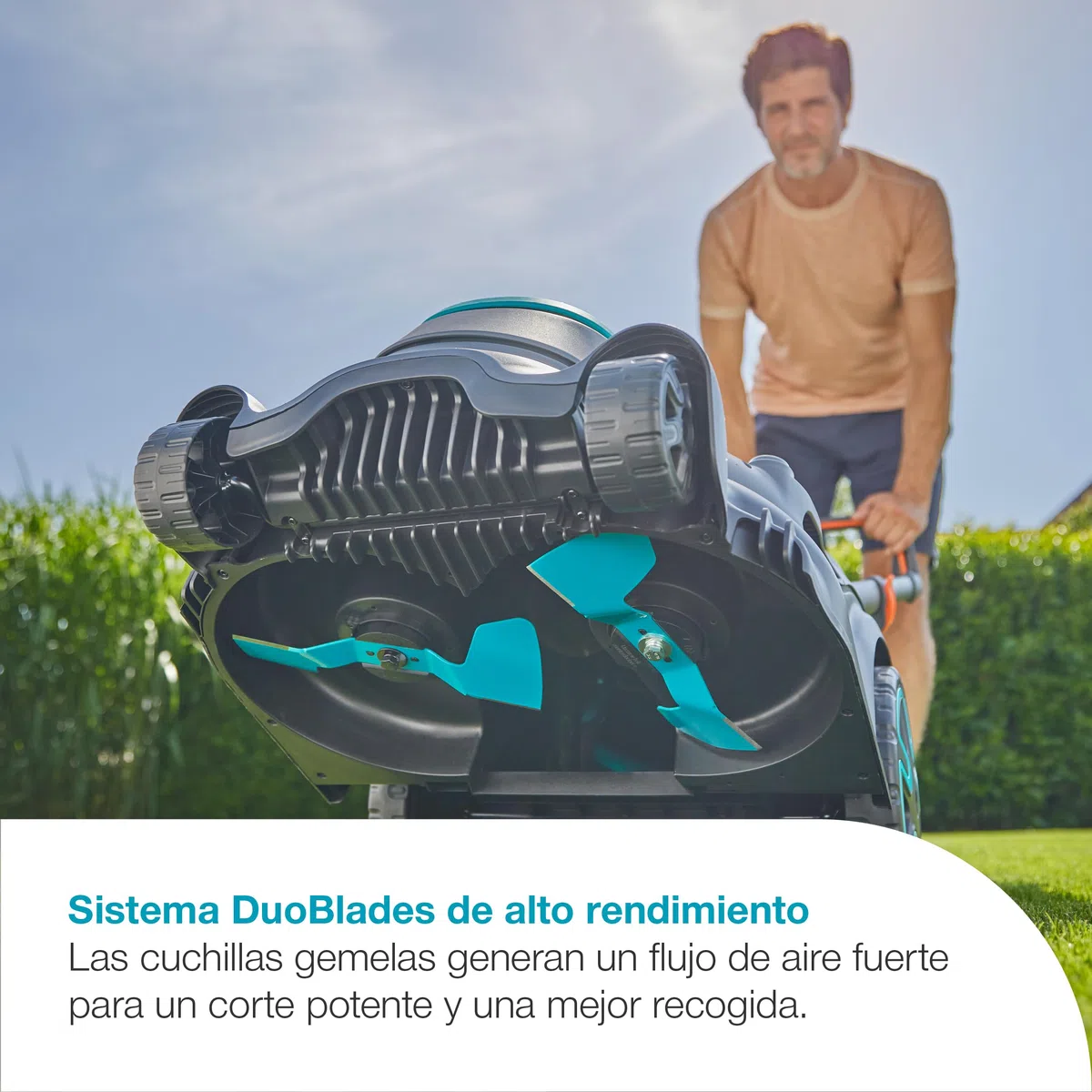 Gardena Cortacésped a batería PowerMax Duo 46/36V P4A Solo: Alto Rendimiento, Dos Cuchillas de Corte, para Espacios reducidos, Power Boost, Sin Cable (14646-55)