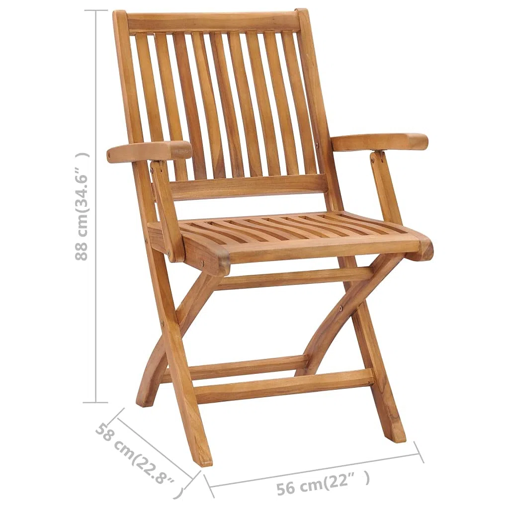 vidaXL 2X Madera Maciza de Teca Sillas de Jardín Plegables Sillón Terraza Exterior Balcón Patio Asiento Butaca Muebles Mobiliario Duradera