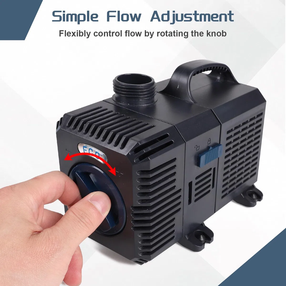 CPROSP Bomba para Estanques Exteriores 7500L/H - 70W, Altura de Elevación 8,5 m, Bomba de Agua con Cable de 5m, Caudal Regulable, para Filtro de Estanque de Jardín, Arroyo, Cascada