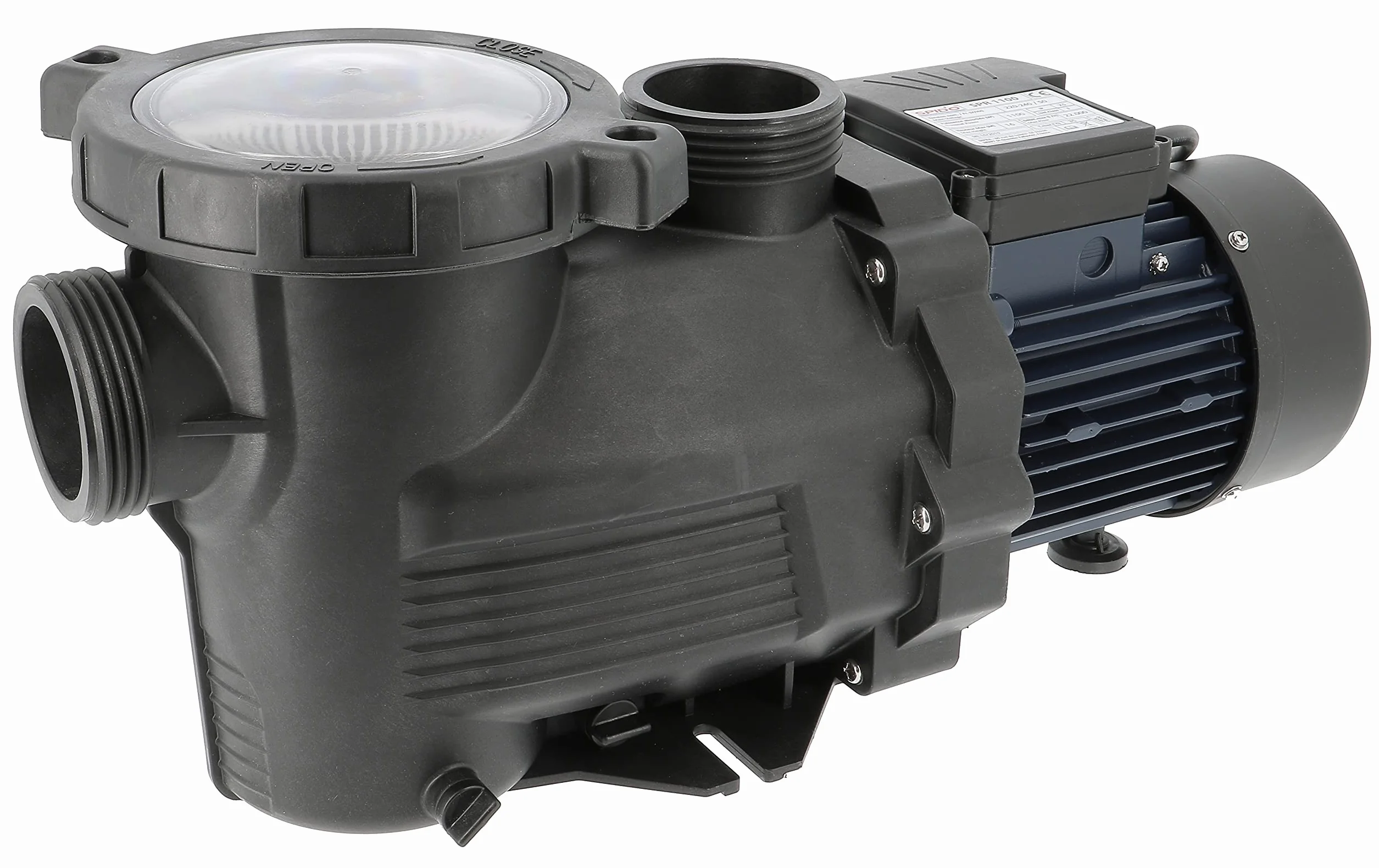 Spid'O SPR 1100 2963 - Bomba de filtración para piscina (22 M3/h, 1,5 CV, filtro grande, color negro