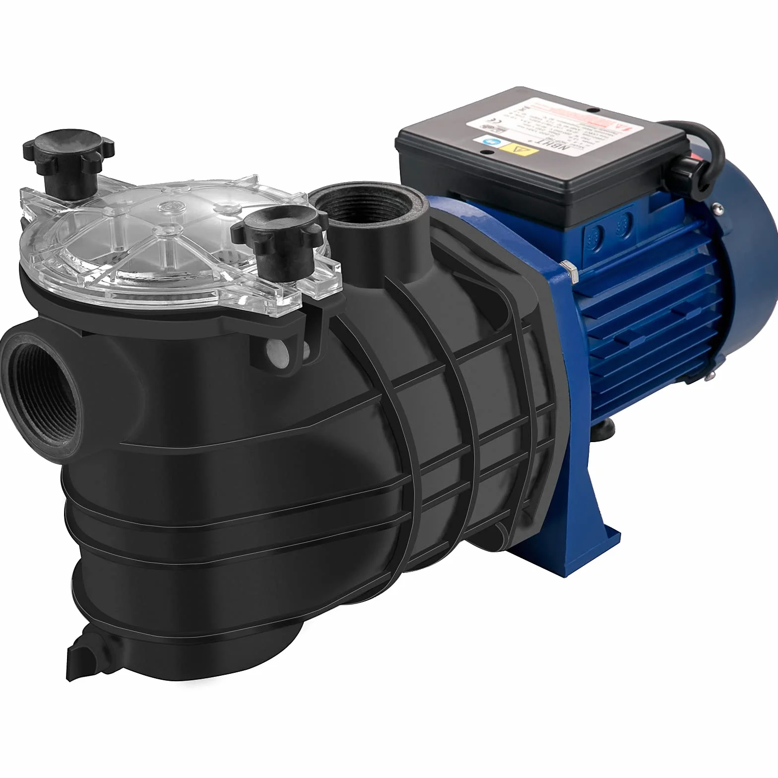 VEVOR Bomba de Piscina Filtración 18000L/h con Cesta de Filtro Extraíble, 1 HP Bomba de Plástico Metal 750W 3450TR/Min 50°C, para Piscinas Spas Fuentes Termales