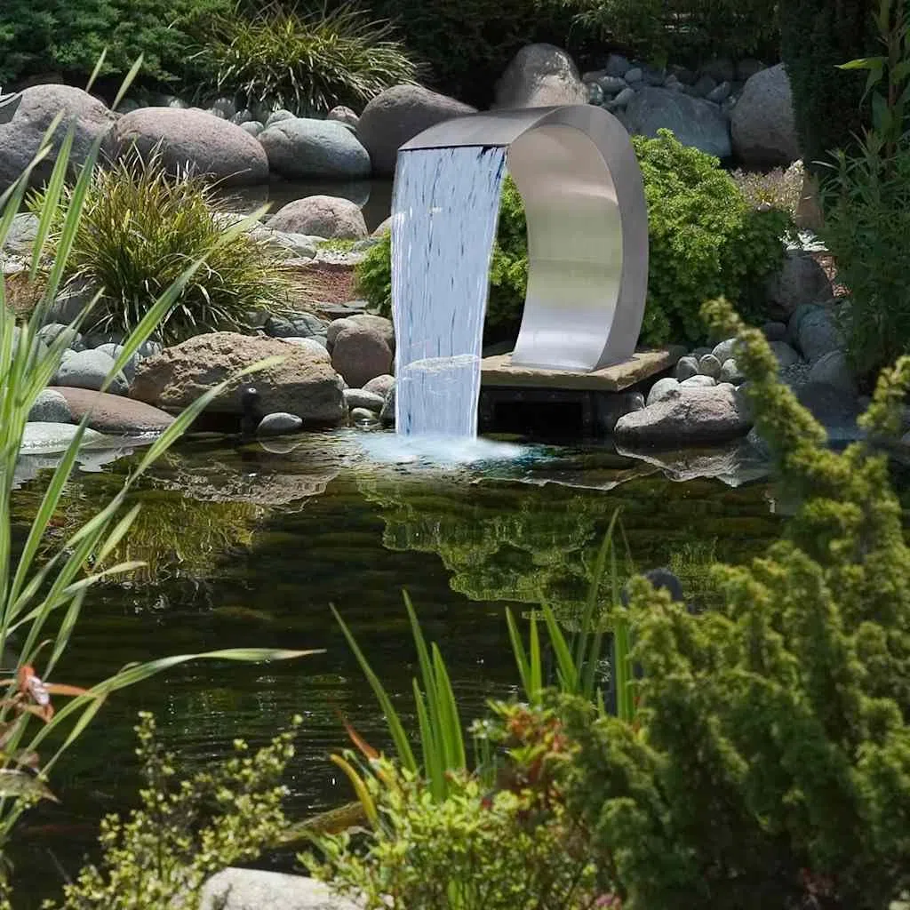 Fuente Cascada para Piscina Acero Inoxidable 45x30x60cm Fuente Estanque