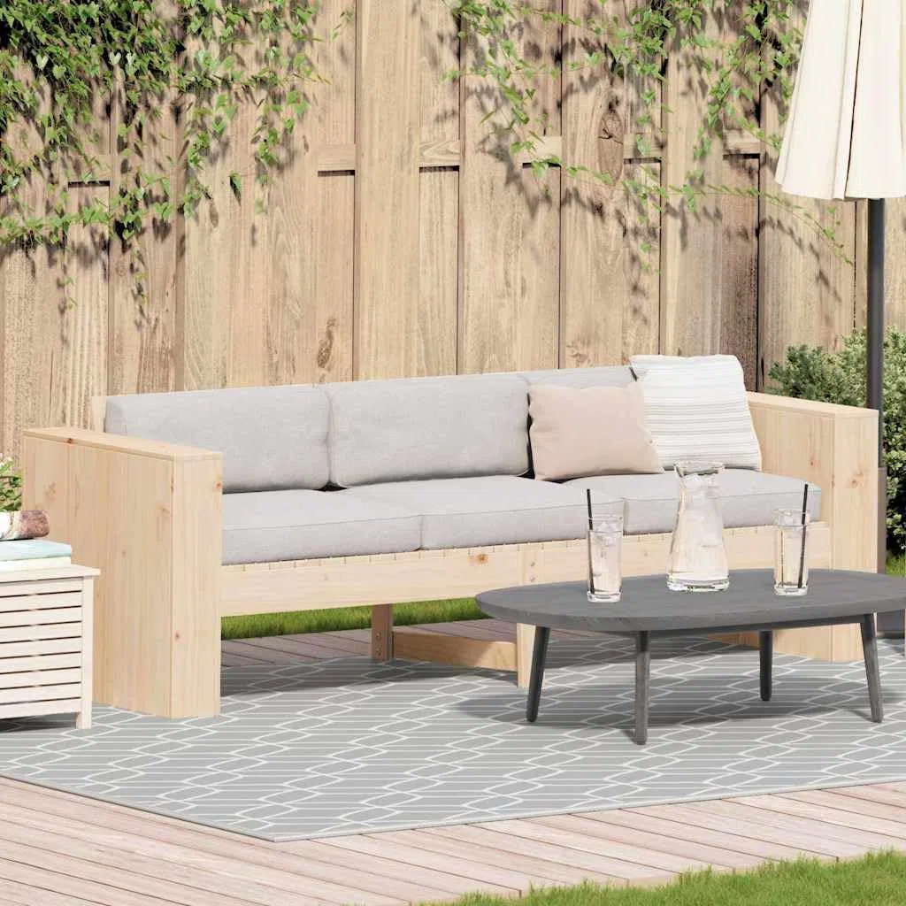 vidaXL Sofá de jardín Natural 185,5 x 60 x 62 cm Madera de Pino Macizo