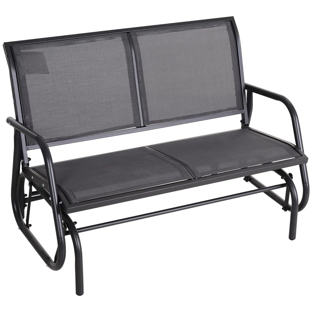 Outsunny Banco Balancín de 2 Plazas Silla Mecedora de Jardín Tubo de Metal y Tela Texteline Transpirable para Exterior Carga Máx. 200 kg 120x70x85 cm Gris