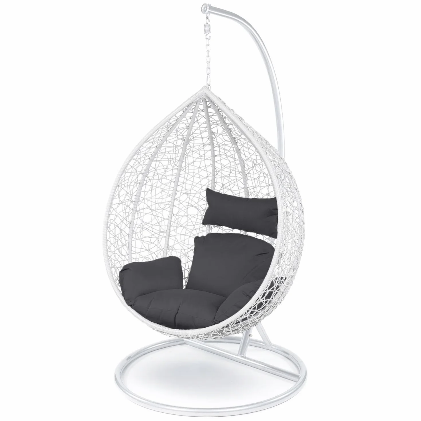 Ferocity Cojín de Silla de Hamaca XXL, Colgante Huevo Cojines, Columpio Silla Cojín Respaldo con Almohada para la Cabeza, Cjín Impermeable, para Patio Jardín, Grafito [114]