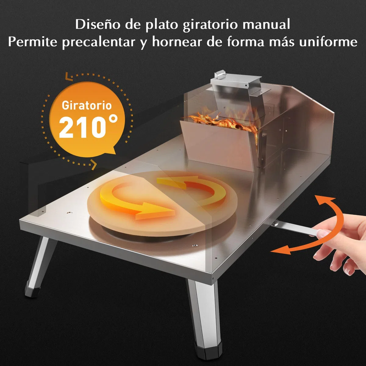 Horno de Pizza 12 Pulgadas: KitchenBoss Horno Leña de Pizza para Exteriores Temperatura Máxima 500 ℃ Horno Leña de Pizza Portátil al Aire Libre Combustible Madera Carbón para Camping Jardín Parque