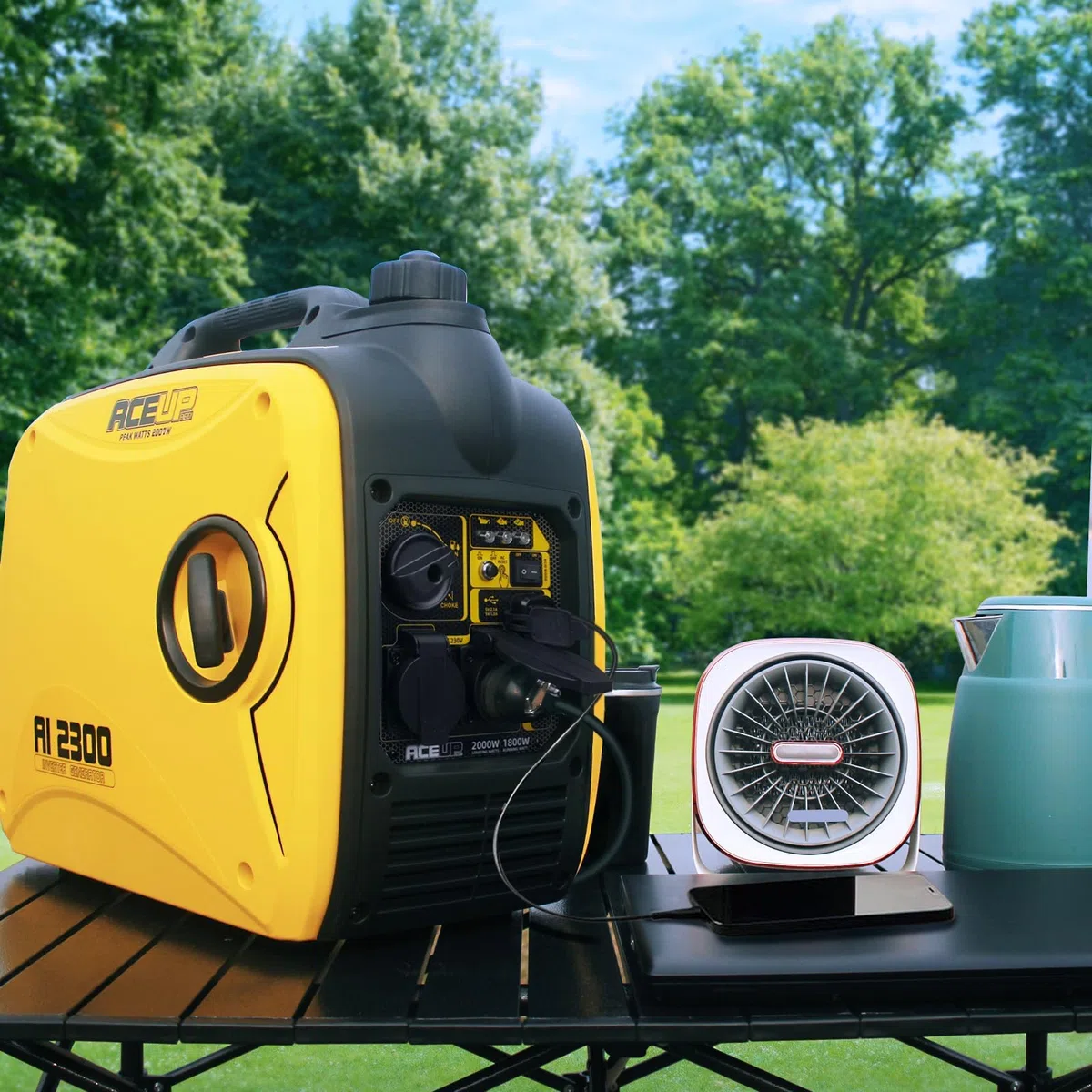 Aceup Energy - Generador eléctrico a gasolina con toma de corriente de 230 V x 2, 2000 W
