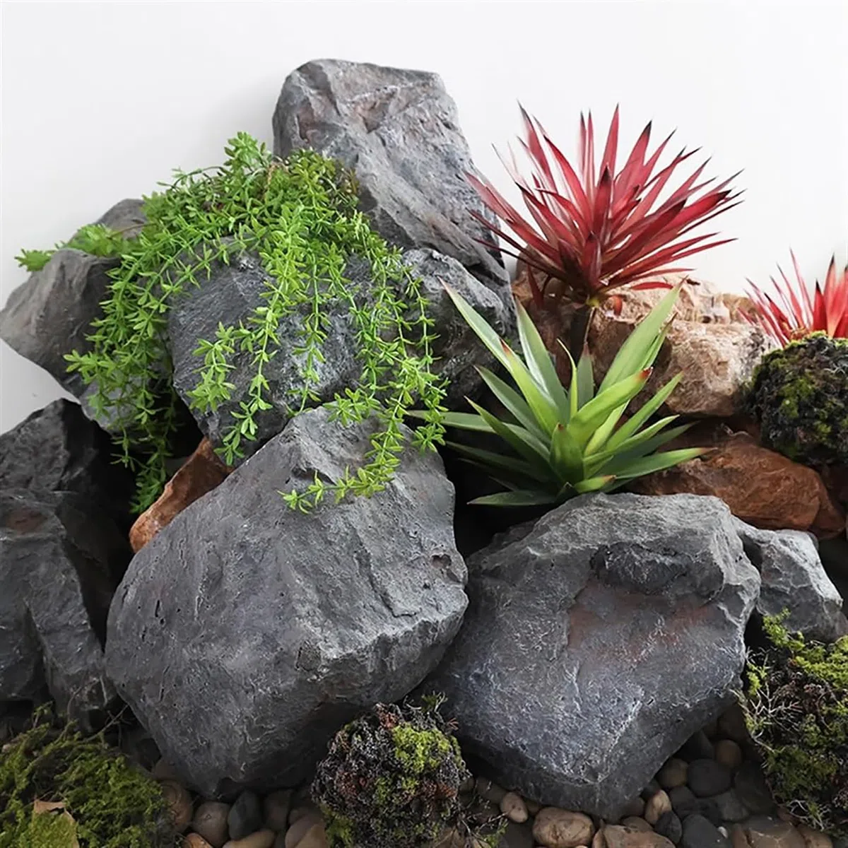 Cubierta de roca sintética al aire libre, rocas falsas decorativas de espuma de poliuretano para jardines, tiro, patio, paisajismo, roca falsa artificial, cubre bien las rocas