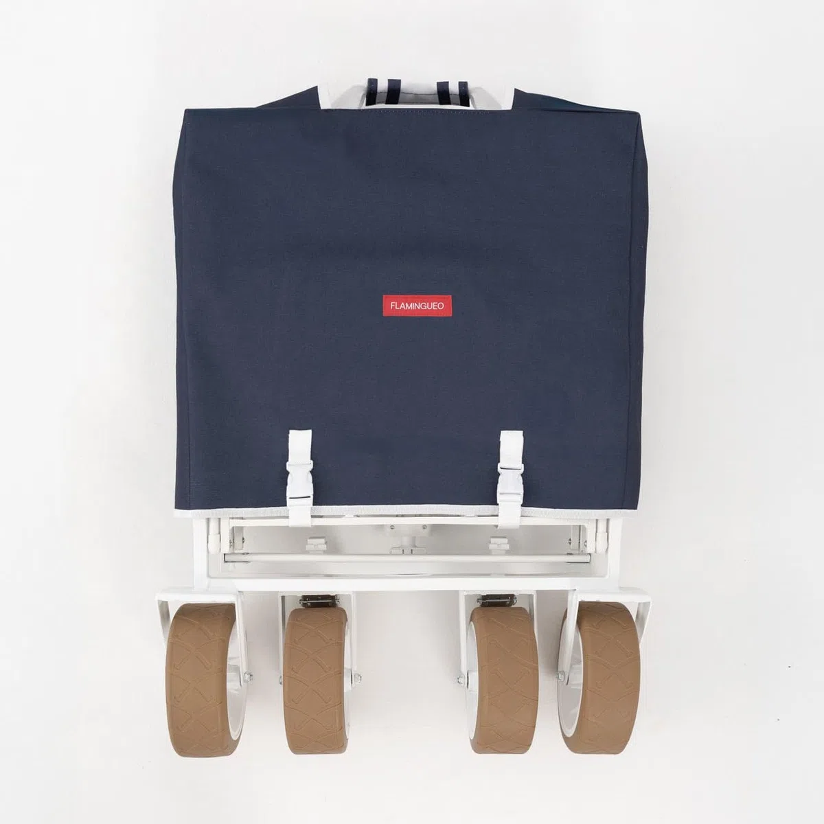Flamingueo Carro Playa, Plegable con Ruedas, Giro 360º y Frenos Incorporados, Bolsa para Protección, Doble Posavasos, Poliéster, 83 x 50 x 93 cm
