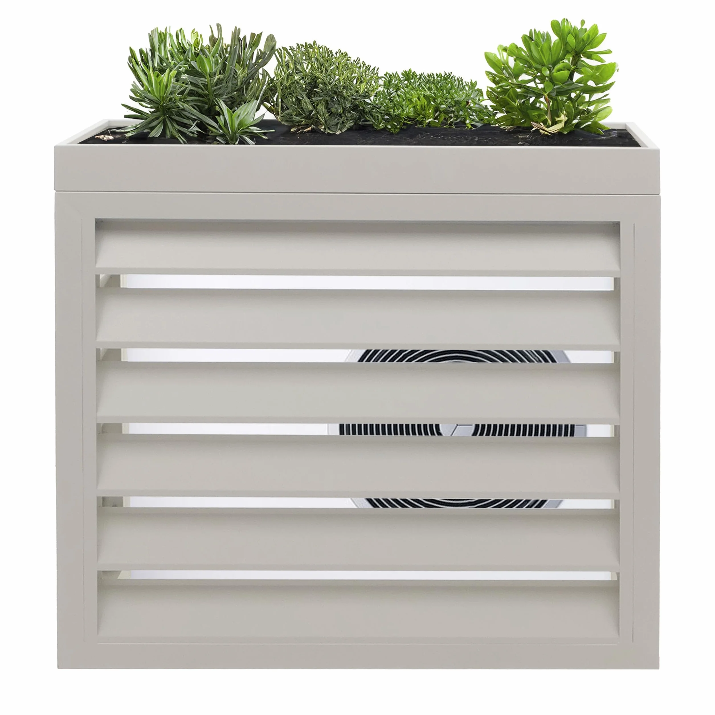Mendler Revestimiento para aire acondicionado/bomba de calor HWC-O43, cubierta de rejilla protectora para jardinera, metal 80 x 90 x 38 cm – gris y blanco