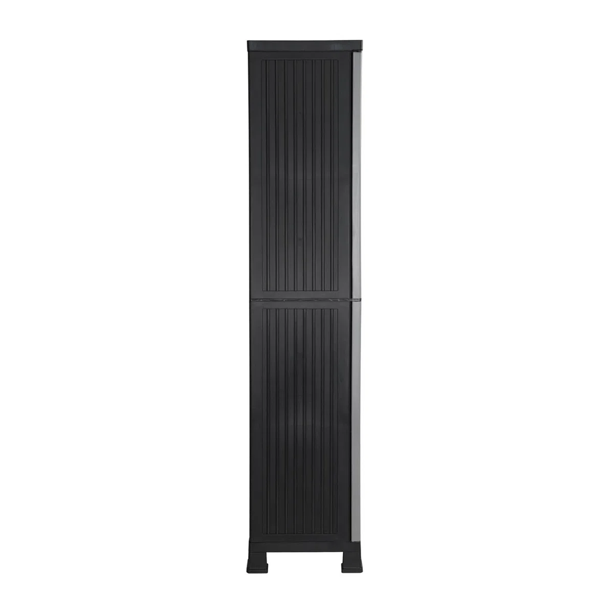 THINIA HOME - Armario de Resina Alto Almacenaje Escobero, Exterior e Interior, Jardín y Terraza, 4 Baldas, 2 Puertas, 60kg Carga Máxima, Dimensiones 39x68x171cm (Largo x Ancho x Alto), Gris o Negro