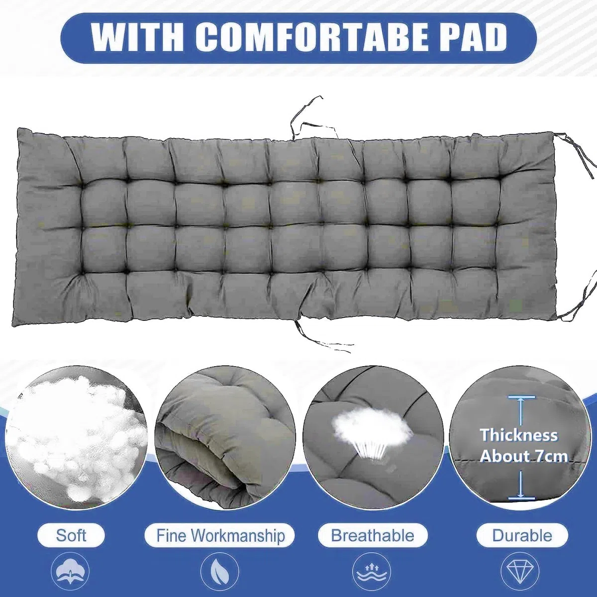 Pack-2 Tumbona Plegable para jardín, sin instalación, Tumbona de Relax con cojín, con Soporte para Bebidas, Transpirable, para Interior de jardín, sillas de Camping (Gris, 77cm)