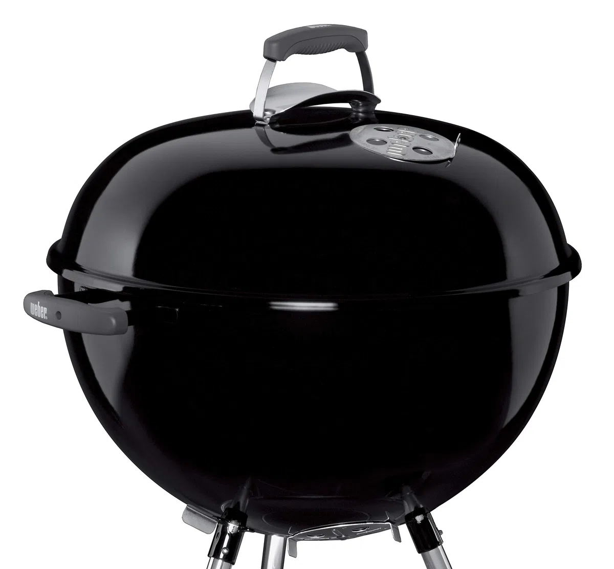 Weber Bar-B-Kettle Barbacoa de carbón, superficie de la parrilla de Ø 57 cm, barbacoa con tapa y cuba esmaltadas en porcelana, soporte de tres patas y ruedas, rejilla cromada - Negro (1331053)