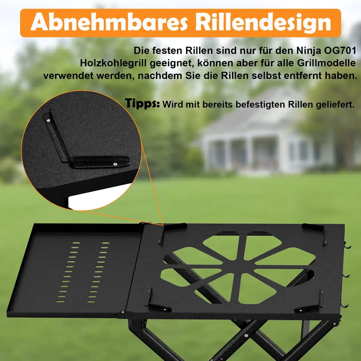 Soporte para Parrilla Ninja OG701, Carros Plegables para Barbacoa al Aire Libre, Carrito de Plegable Portátil con Mesa