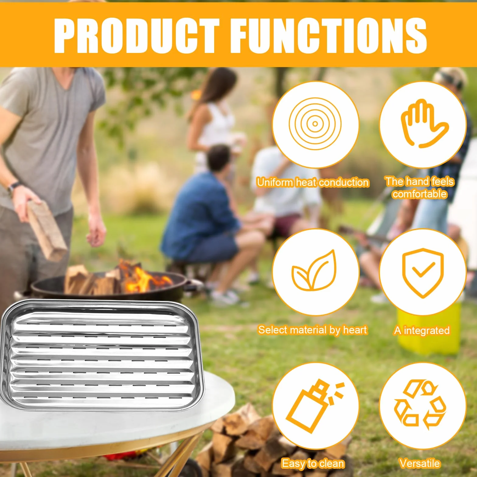 Asfrode 2 bandejas para barbacoa de acero inoxidable, 34,5 x 24,2 x 2,7 cm, reutilizables, para verduras, pescado o carne, para barbacoas de gas, eléctricas y de carbón vegetal (3, plata)