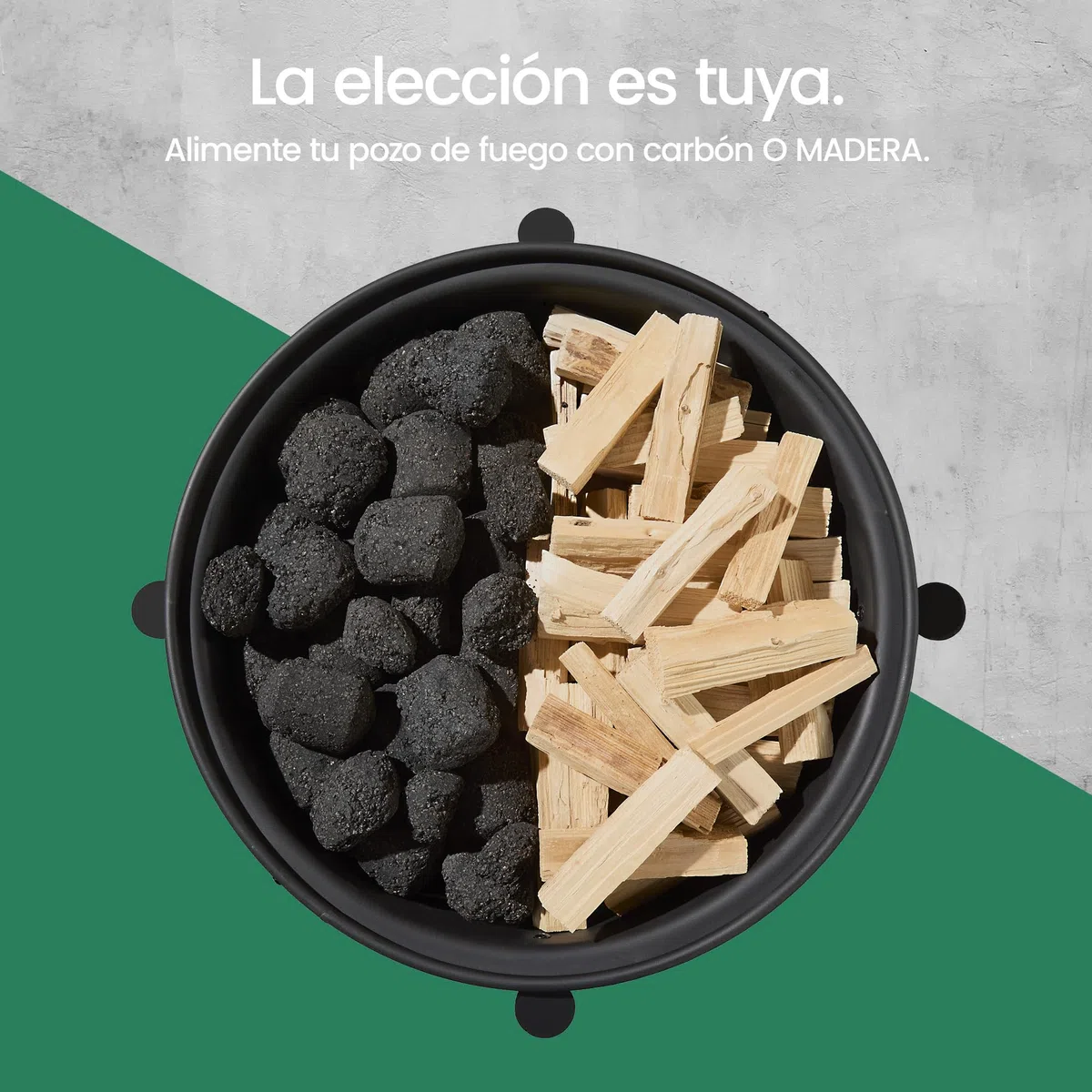 VonHaus Brasero – 2-en-1 con Parrilla BBQ para Exterior, jardín y Patio, en Acero Negro con Detalle Cobre, Incluye atizador y Tapa de Malla, Compatible con leña o carbón