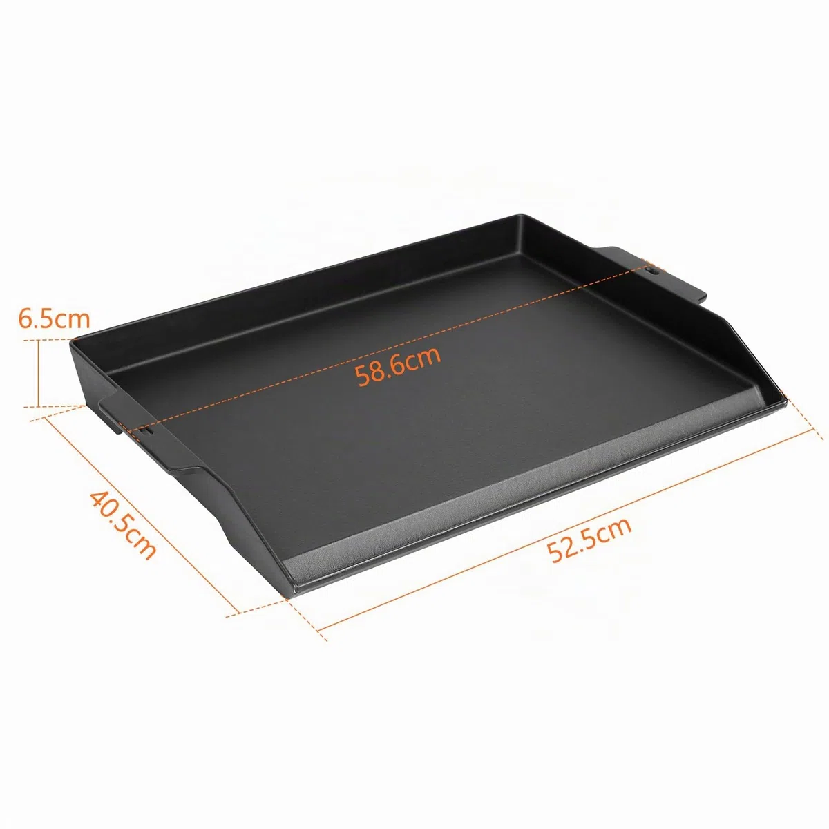 GFTIME 58,6 x 40,5 cm, plancha de hierro fundido, universal, grande, plancha de hierro fundido para parrilla de gas, parrilla de carbón, estufa de gas, con revestimiento antiadherente, color negro