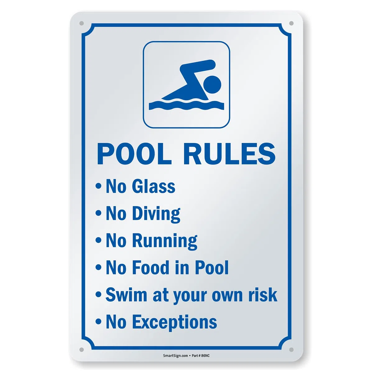 SmartSign Letrero con texto en inglés "Swimming Pool Rules" (25,4 x 38,1 cm)