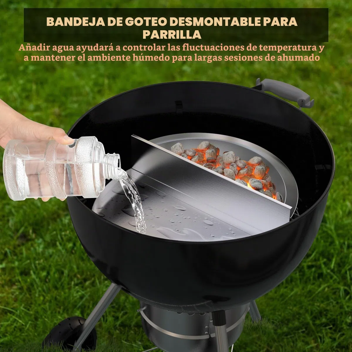 onlyfire Bandeja Recogegotas Semicircular con Separador de Carbón Extraíble para Parrilla de Carbón Weber 57 cm Kettle, Bandeja Recogegrasa de Acero Inoxidable, Calor Indirecto