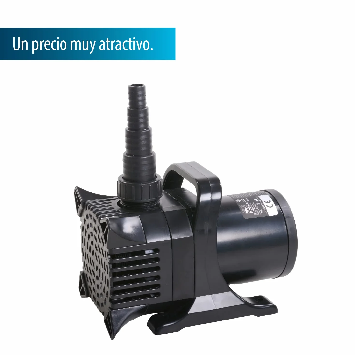 Bomba de estanque AquaForte P-20.000, 420 vatios, caudal máximo de 20 m3/hora, altura máxima de 7,5 metros, altura extra fuerte, descarga de partículas de residuos sólidos de hasta 6 milímetros