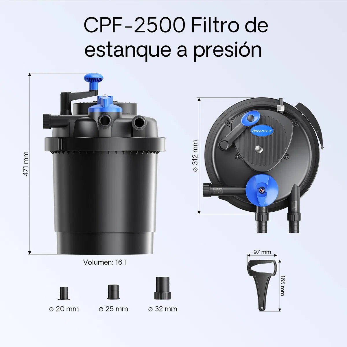 SunSun CPF-2500 SET 6000l 11W UVC NEO2800 Bomba Manguera Set de filtro para estanque