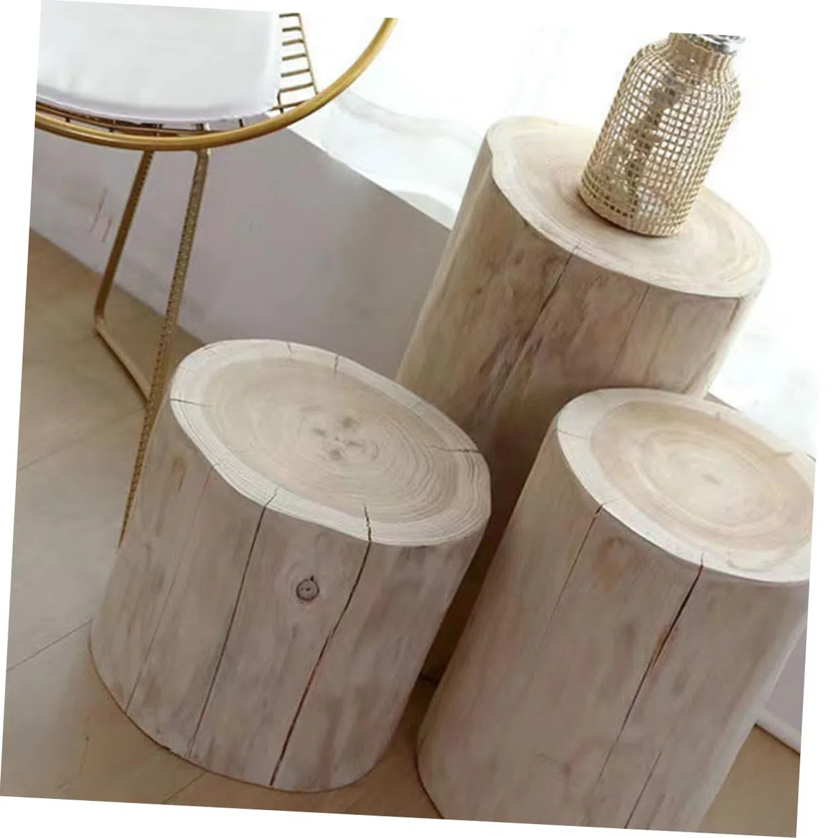 PartyKindom Taburete Pequeño de Madera Maciza Multiusos para Exterior E Interior Superficie Lisa y Diseño Natural Adecuado como Mesita de Noche o Banco Decorativo
