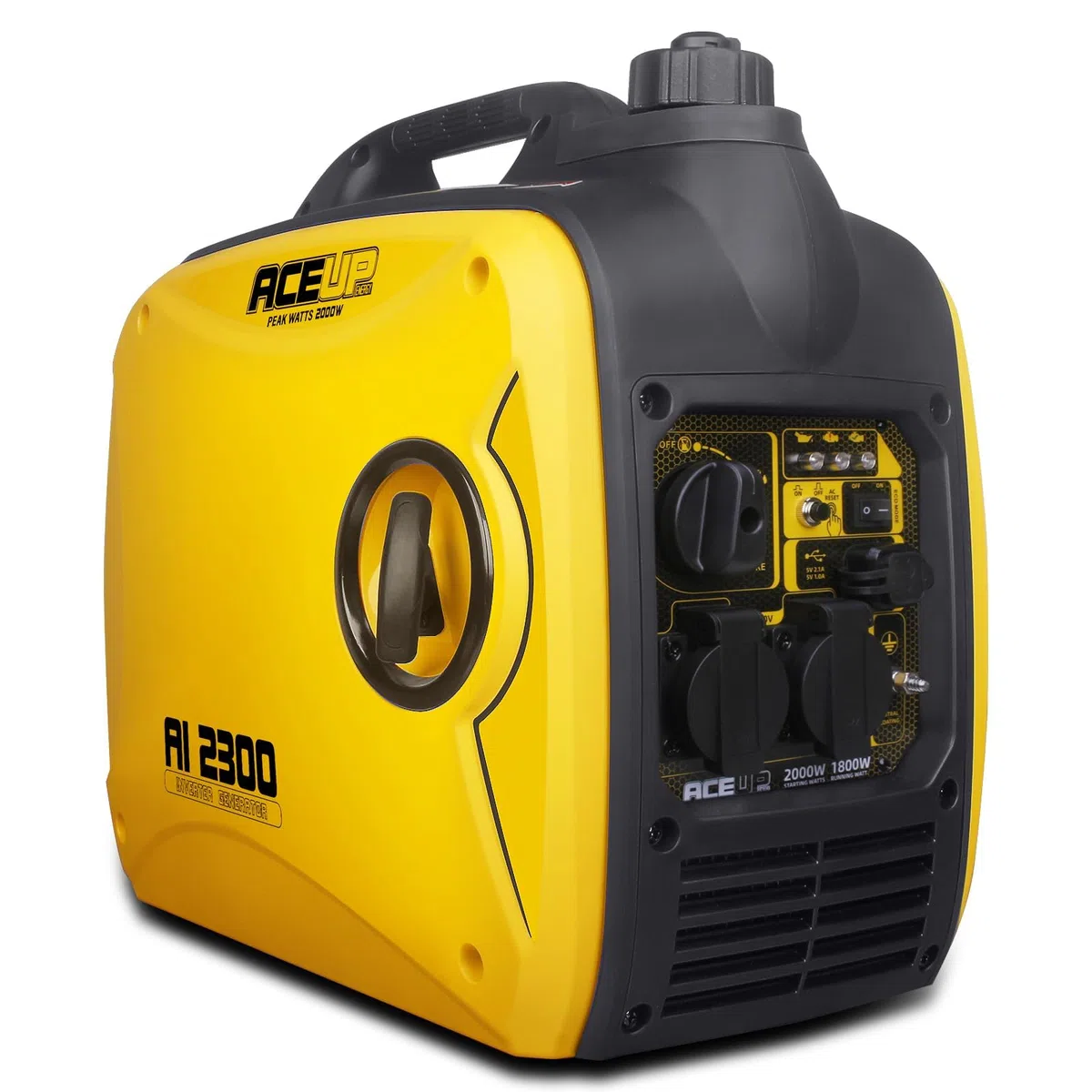 Aceup Energy - Generador eléctrico a gasolina con toma de corriente de 230 V x 2, 2000 W