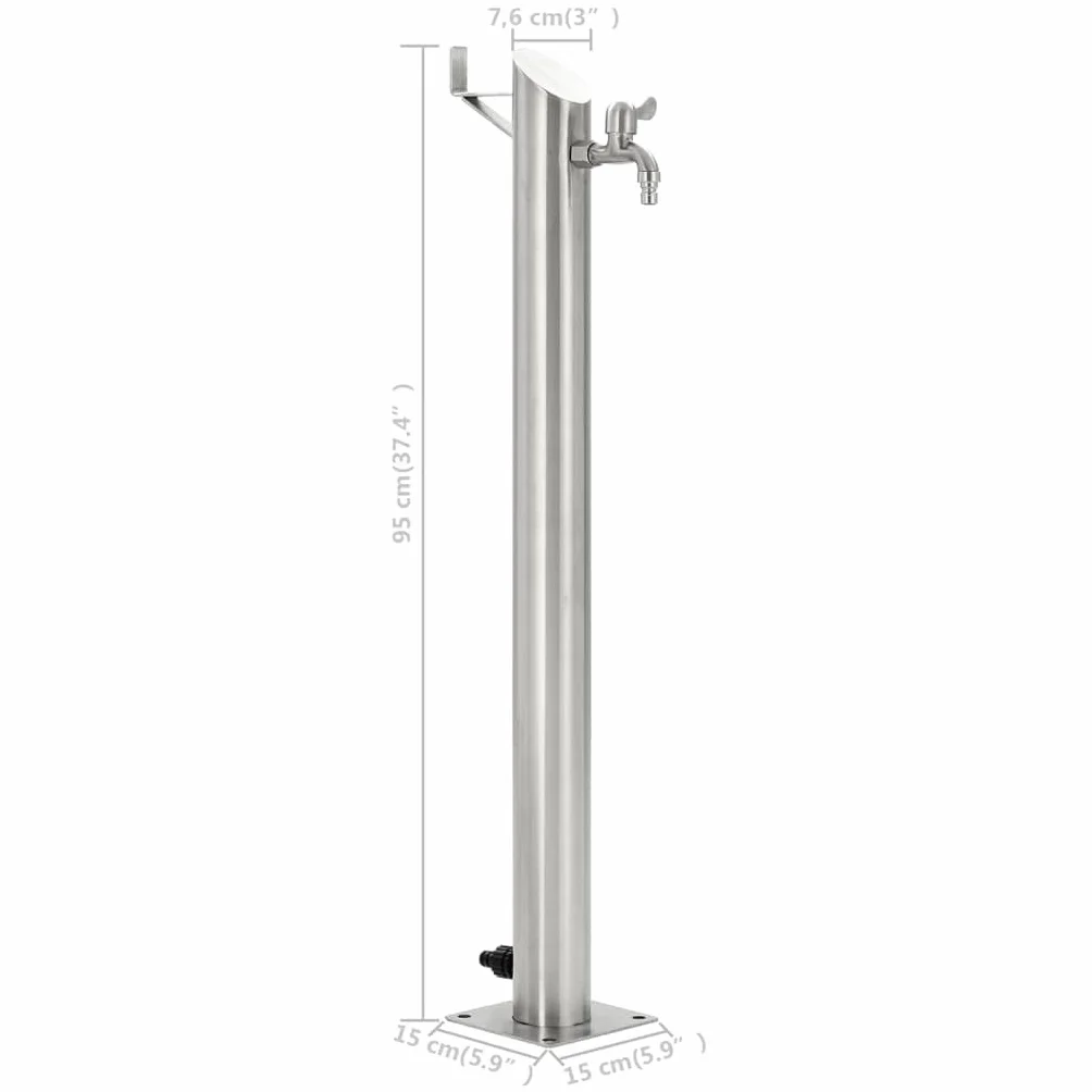 vidaXL Columna Agua para Jardín Acero Inoxidable Redonda 95 cm Fuente Patio