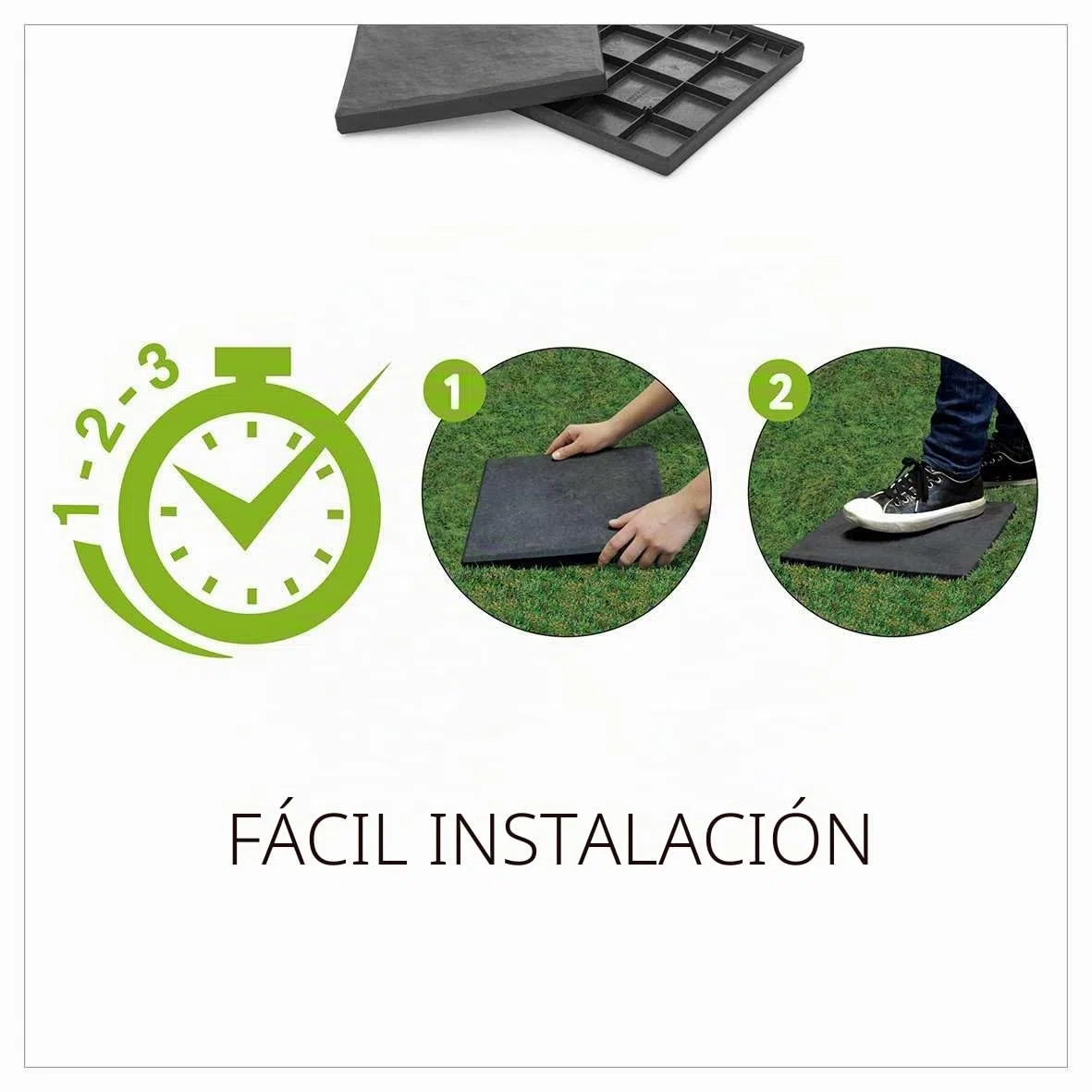 Nicoman Escalones Cuadrados de Goma reciclada con Efecto mármol, 30 x 30 x 2,5 cm, Resistentes al Uso, Azulejos para Caminos al Aire Libre (Grafito, Juego de 4)