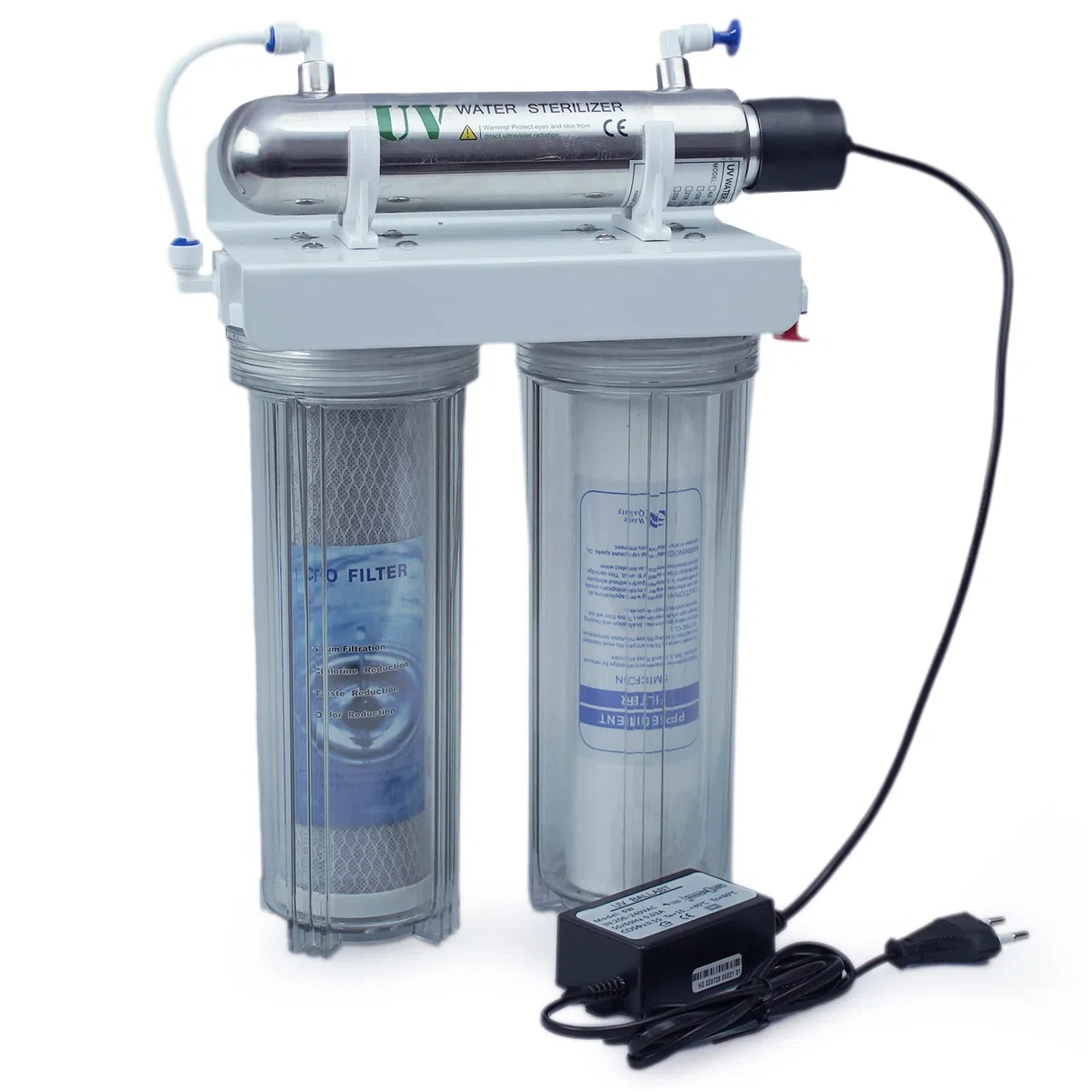 Filtro de agua lámpara UV 3 estadios triple sistema de filtración purificador agua lámpara de 6 W ultratravesoleta cartuchos de carbono activo esterilizador