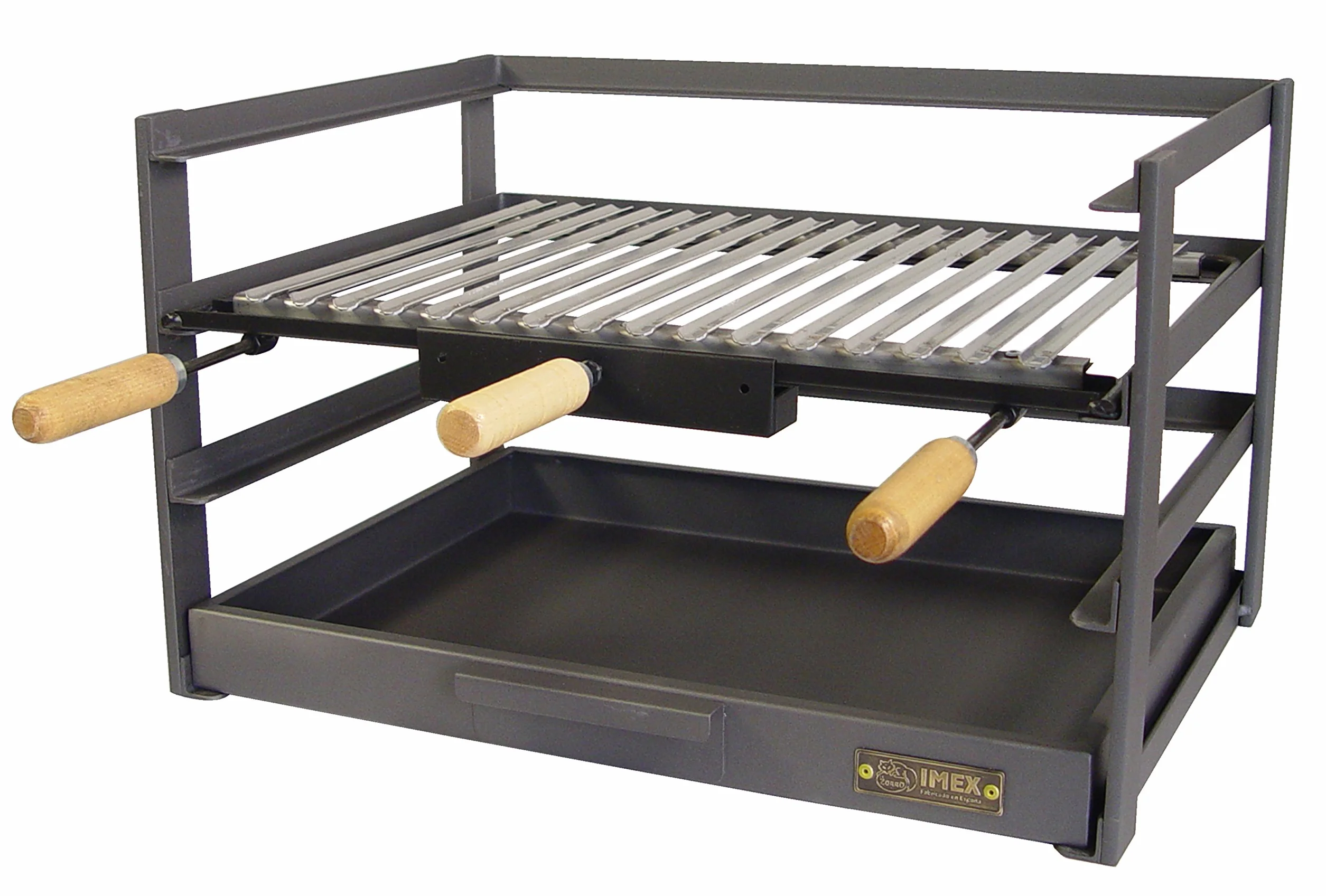 Imex El Zorro - Cajón para Barbacoa con Parrilla Inoxidable | 57x41x35 cm | Diseño Robusto y Compacto para Parrilladas al Aire Libre