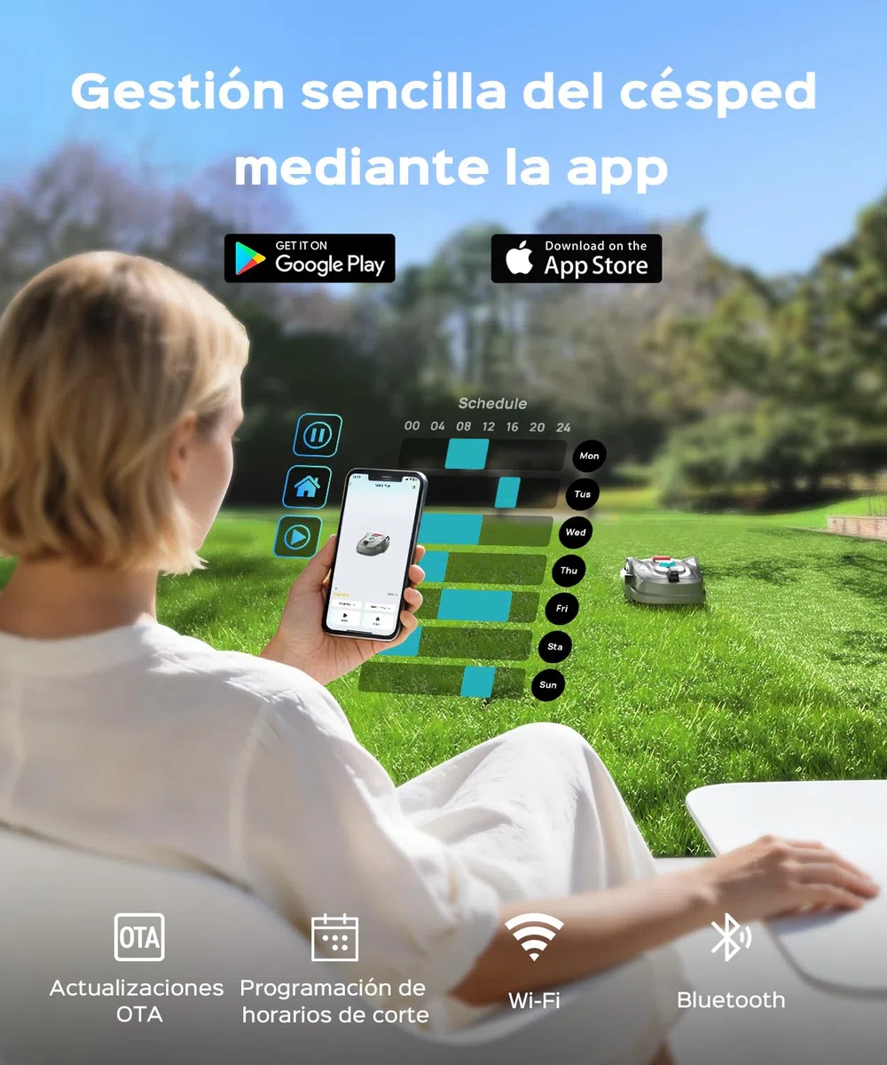 YARDCARE M800Plus Robot Cortacesped sin cable perimetral,máx. 800 m²,posicionamiento GPS + visión IA, trayectorias en U,robot cortacésped sin cable con App,carga automática,detección de 150 obstáculos