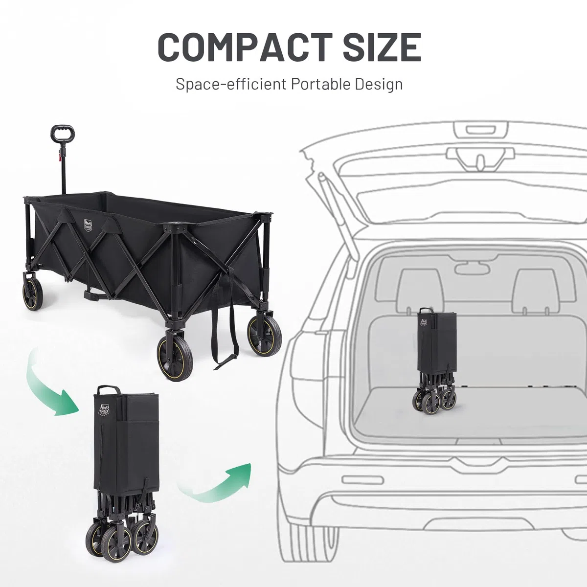 Timber Ridge XXXL Carro Plegable 300L 160KG con Freno Redes anticaída Carro de Transporte Bolsillo Lateral Portabebidas, Asa Ajustable, Carro de jardín, Carro de Playa para Todos los terrenos