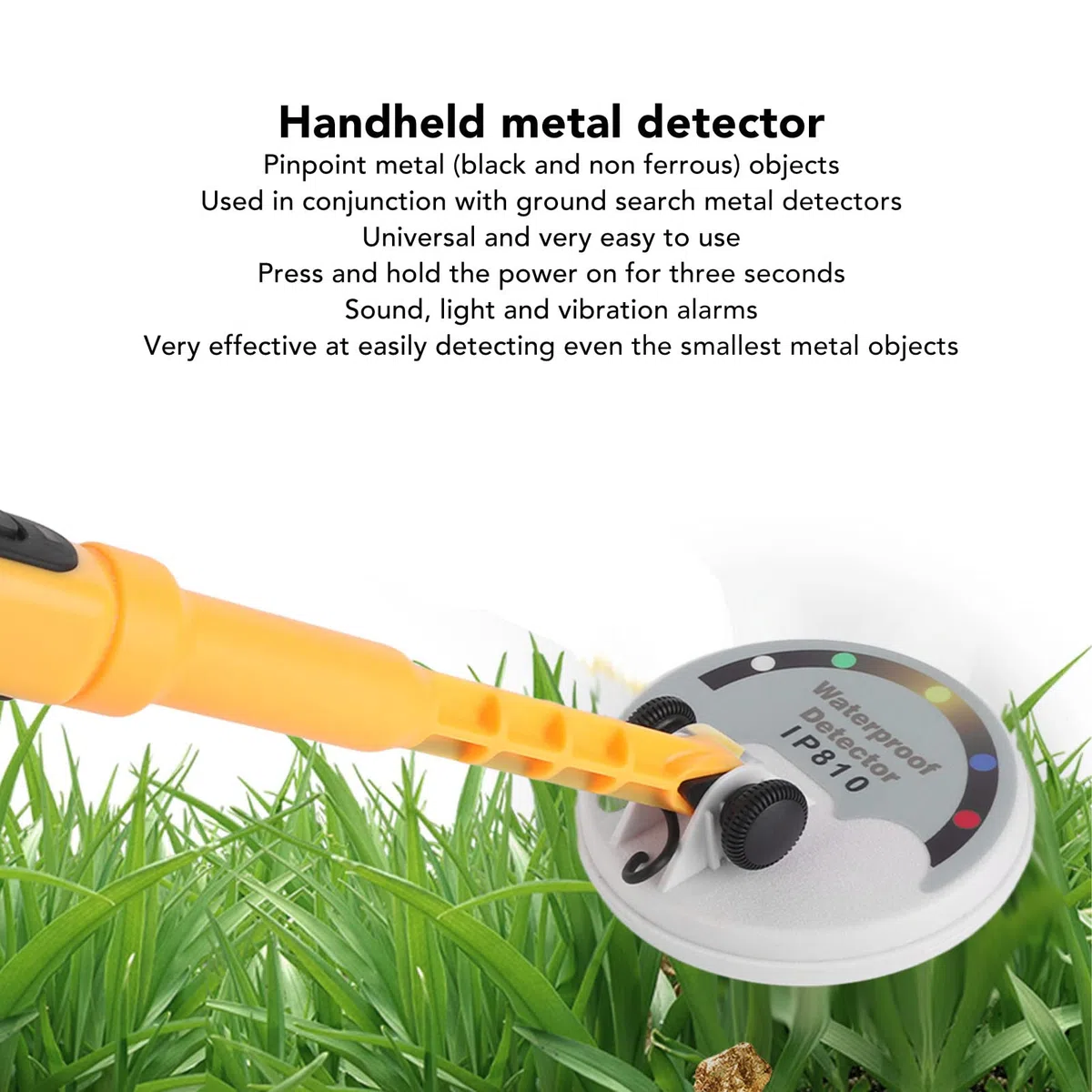 Asixxsix Detector de Metales Sumergible, 30-60 Metros IP68 Totalmente Impermeable Detector de Metales de Mano Luz Sonido Vibración Detector de Metales Subacuático para Oro Plata Cobre
