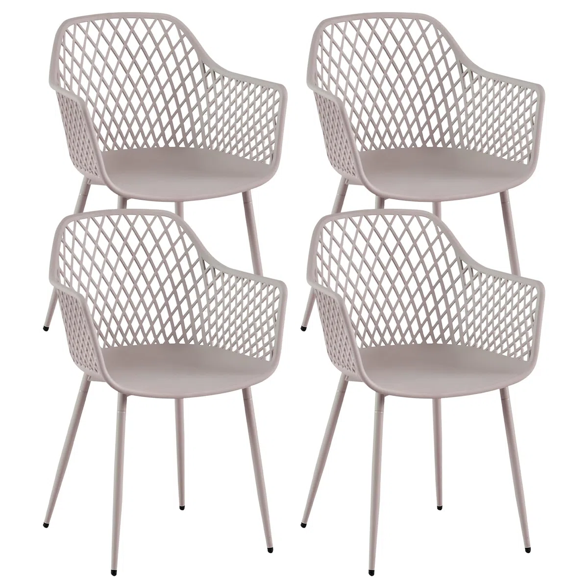 buybyroom Sillas Terraza Exterior, Pack de 4 Sillas Jardin Exterior con Reposabrazos, Patas de Metal y Respaldo de Plástico Ergonómico, para Jardín, Terraza, Balcón, Salón,Comedor,Caqui Claro