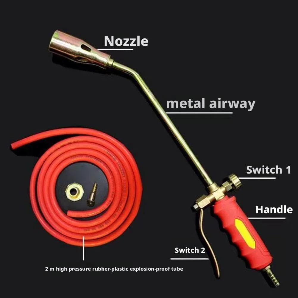 Kit de antorcha de propano de alto rendimiento, soplete de soplado de 1.900.000 BTU con tubo de 2/5 m e encendido a presión, lanzallamas resistente para jardín, techo, entrada, uso agrícola (tubo de
