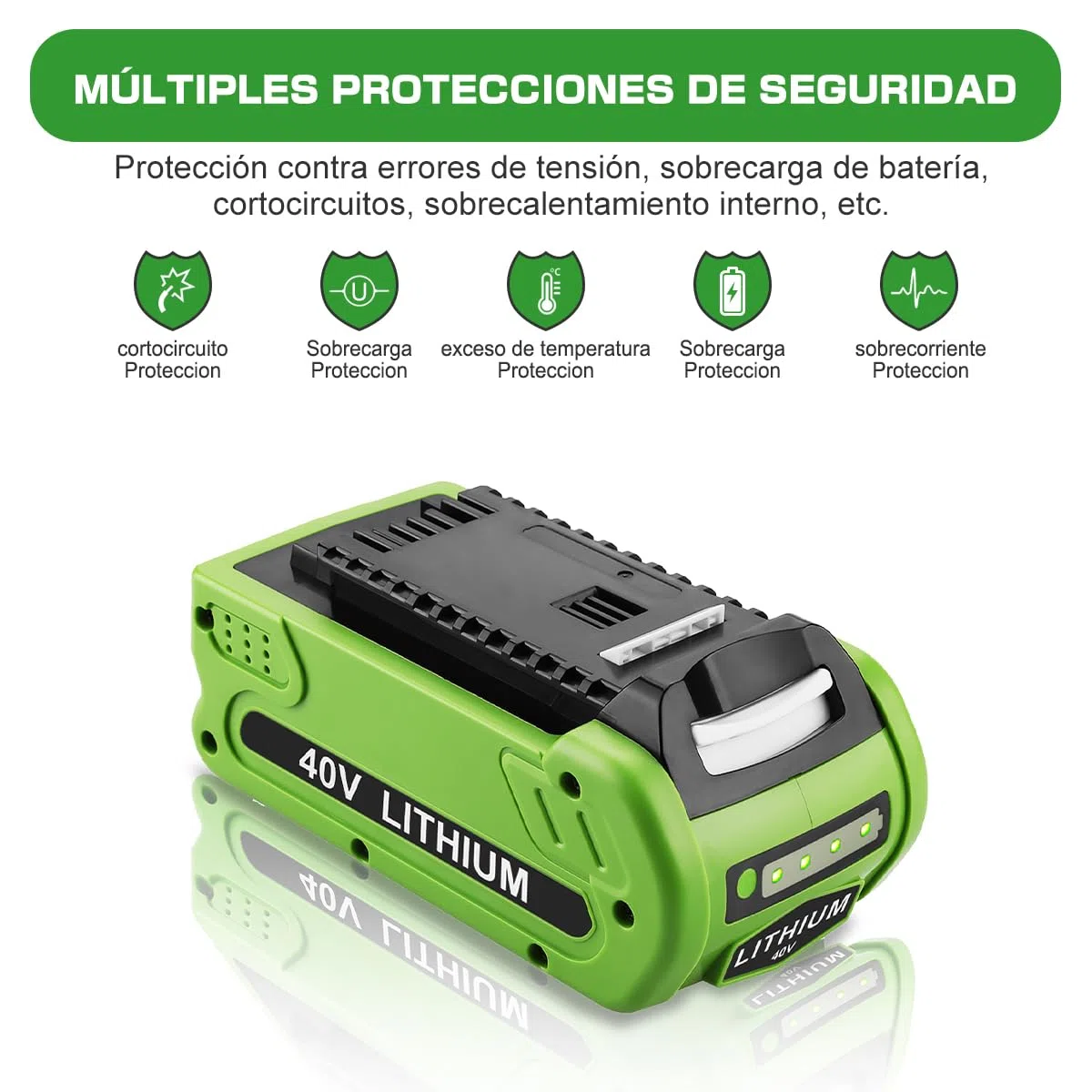 40V 2.5Ah Batería de Repuesto para batería Greenworks 40V G40B25 con Cargador 2A 40V Reemplazo para Cargador Greenworks 40V G40C
